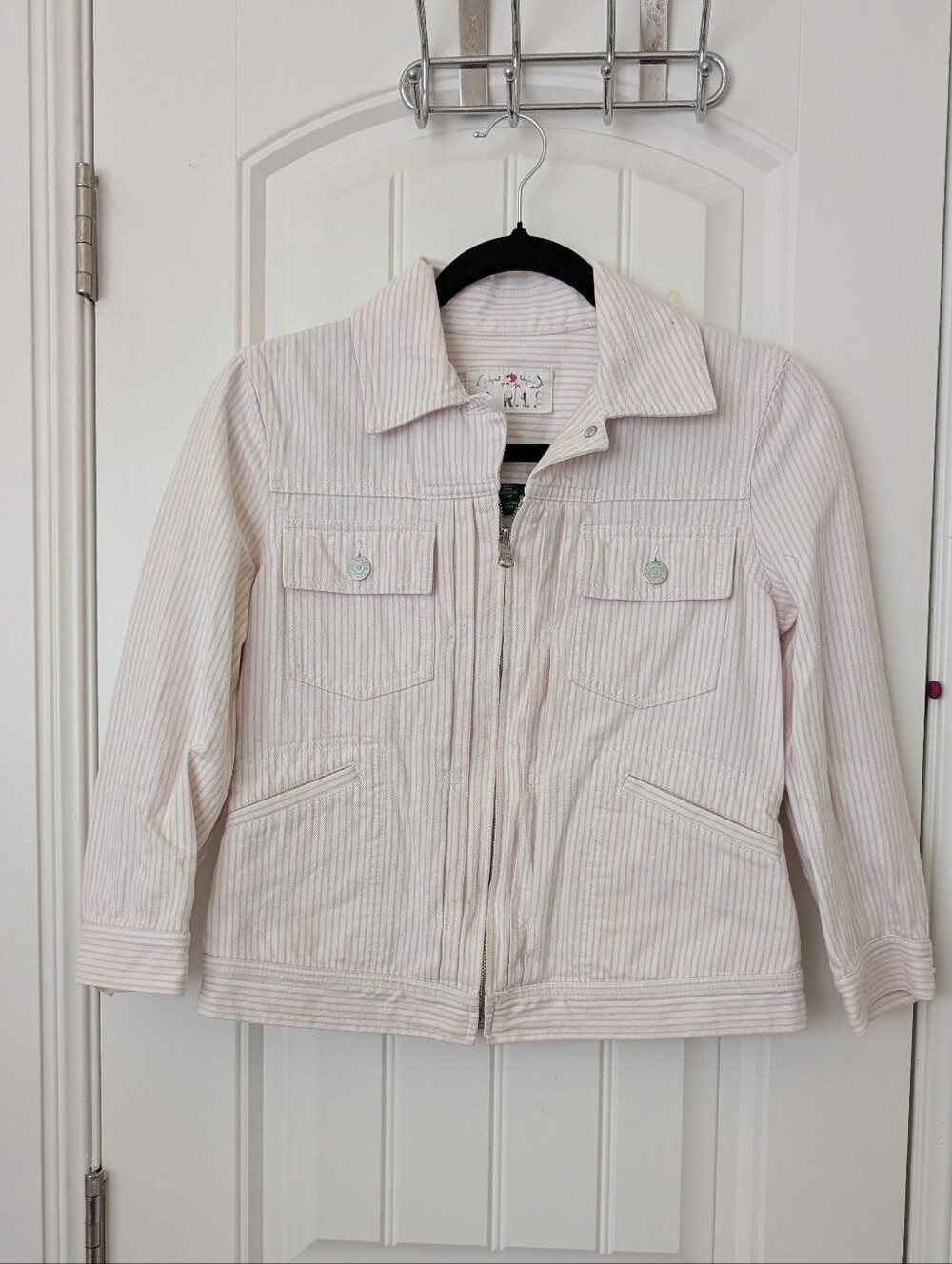 VTG Lauren Ralph Lauren Jeans Muted Pink Striped Denim Jacket S